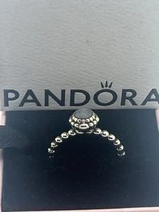 925 sterling Vintage Retired Pattern Grey Moonstone ALE / Pandora Ring Size 6.25 - Picture 1 of 24