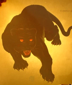 BLACK PANTHER VINTAGE 1970's CAT IRON ON TRANSFER -NICE, B-26 - Picture 1 of 2