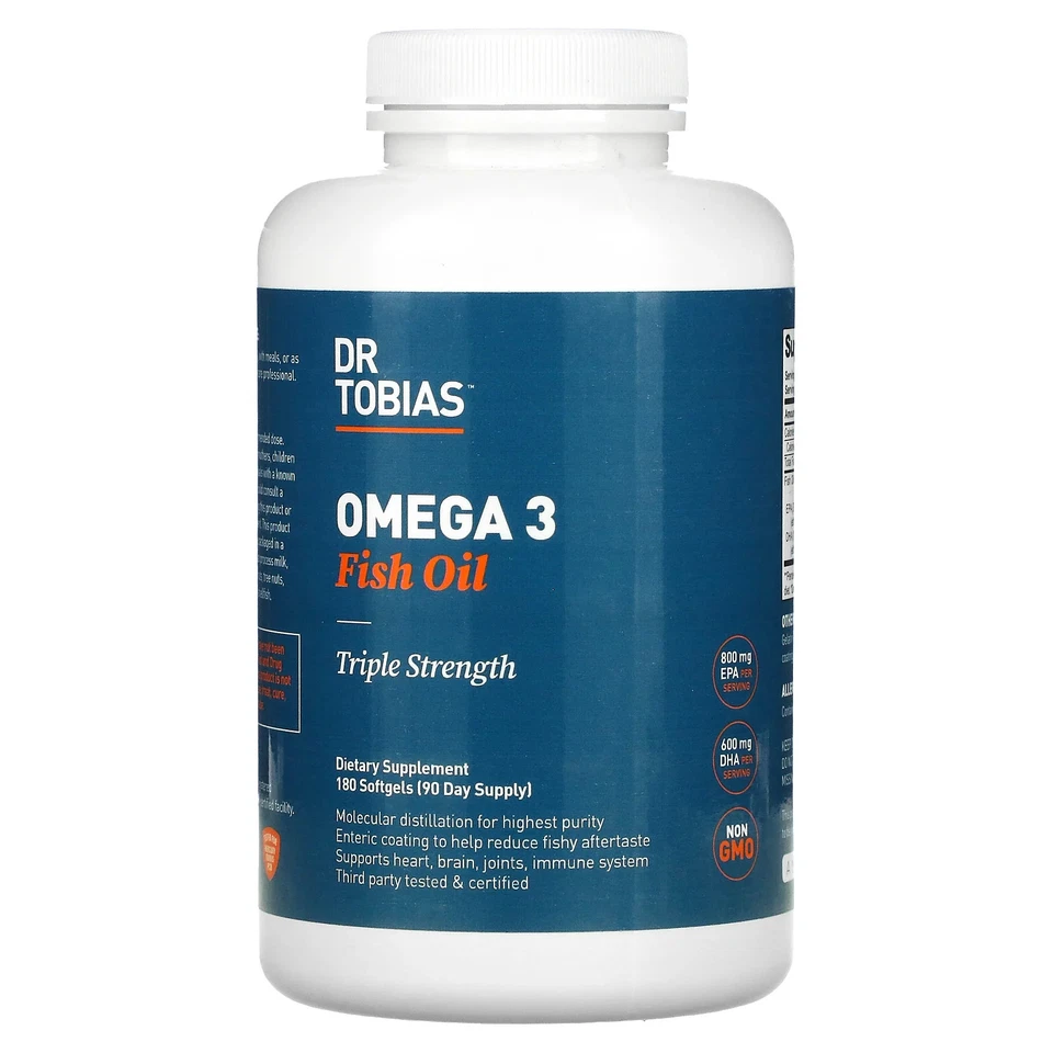 Aceite de pescado Omega 3, triple fuerza, 180 cápsulas blandas Foto 1 de 2
