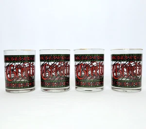 HOUZE SEASONS GREETINGS VINTAGE 1970s DOUBLE OLD FASHIONED GLASS 12 OZ 4 PCS NEU - Bild 1 von 17