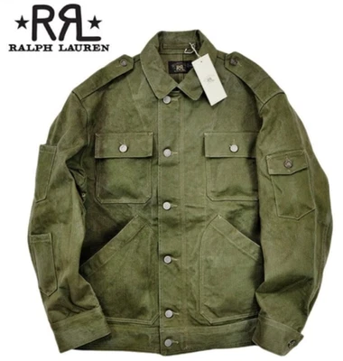 Double RL Army Green Herringbone Military Jacket XL 91B Style Casual Outerwear - Image 1 of 4