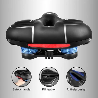 Assento de bicicleta em gel extra largo – Selim de almofada grande macio e confortável para homens e mulheres - Imagem 1 de 4