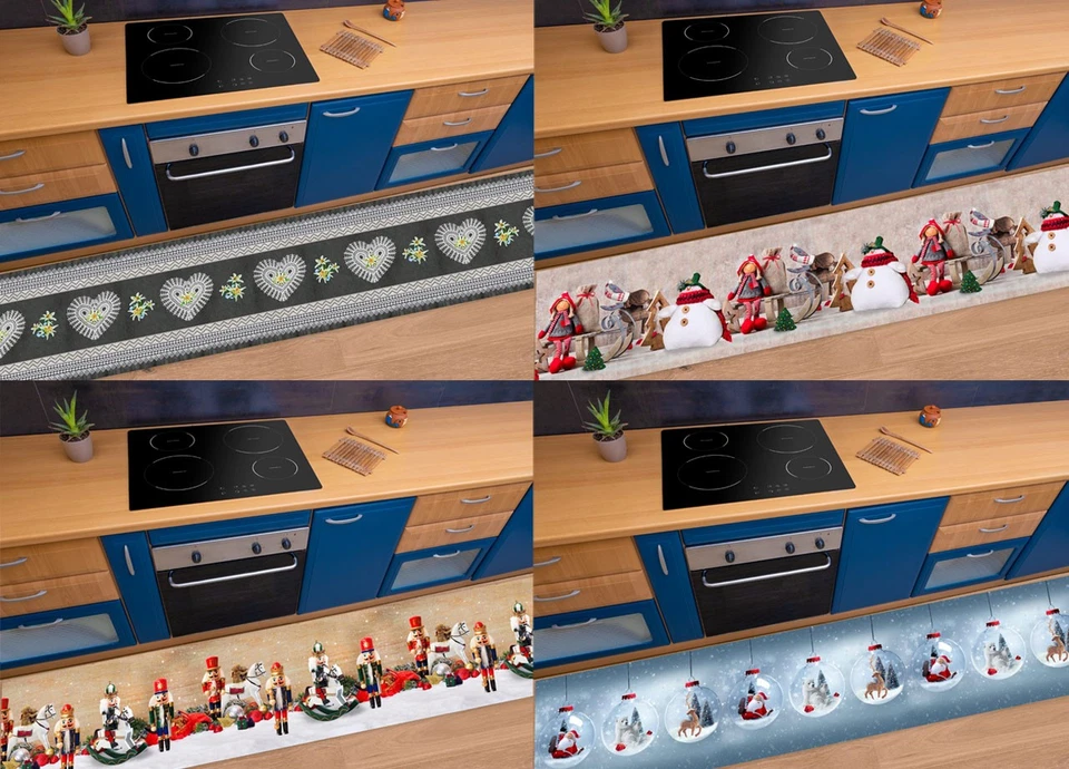 BIANCHERIAWEB Tappeto Passatoia Cucina Antiscivolo Sottolavello Digitale Disegni Natalizi