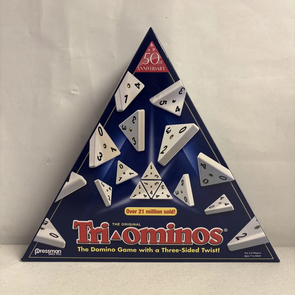 Tri-Ominos (2015, Pressman) 3-Sided Domino Game Brand New Sticker Residue - Image 1 of 4
