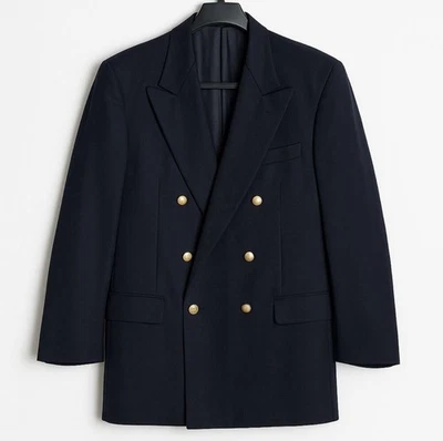 Blazer de lana azul marino vintage de Burberrys - doble botonadura, botones dorados 48XL Foto 1 de 4