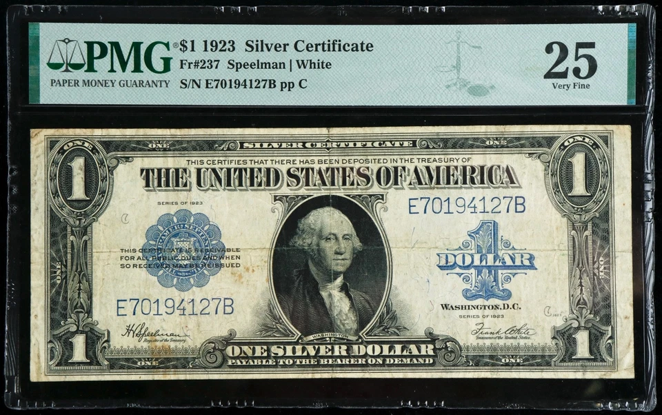 Fr#237 1923 $1 US Blue Seal Silver Certificate Note PMG 25 VF - Image 1 of 2