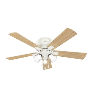 Hunter Crestfield Indoor Ceiling Fan with Light 52 Inch White / Wood - Picture 1 of 11