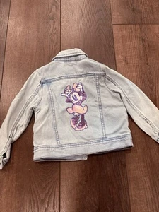 Disney Minnie Mouse Sequin Light Denim Jean Jacket Girls 4T - Picture 1 of 5