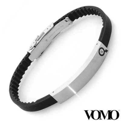 com etiquetas VOMO Feito na Itália Pulseira de Cavalheiros com Diamante Preto Ru G3D - Imagem 1 de 2