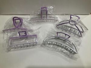 Gift Box 5 Pack Purple Metal Jumbo Hair Claw Clip Large Strong Hold (B1)