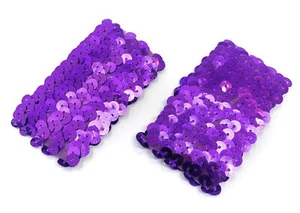 *Reino Unido* Par Púrpura De Lentejuelas Delgadas Elásticas Pulsera Puños Pulsera Mostrar - Imagen 1 de 3