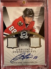 2007-08 Upper Deck The Cup Patrick Kane  Emblems Of Endorsement /15 Rc Auto