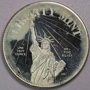 Estatua de la Libertad 1985 Liberty Mint 1 oz ronda de plata .999 - Imagen 1 de 2