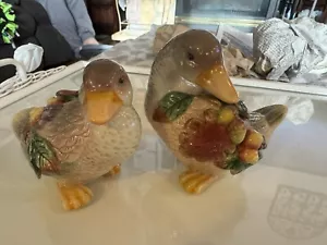 Fitz and Floyd Autumn Splendor Ducks Salt And Pepper Shaker Set Fall Leaves - Picture 1 of 7