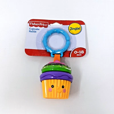 Fisher Price Rattle Cupcake Sweet Treats Jingle Toy Stroller Clip Link Baby Gift - Image 1 of 4
