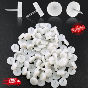 100 PCS Nail in Furniture Glides 18Mm Nylon Chair Glides for Wood Floors, White - Picture 1 of 8