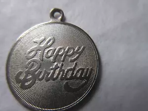 Signed CELLINI vintage Sterling Silver Bracelet Charm HAPPY BIRTHDAY Disc - Picture 1 of 4