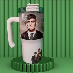 20oz PEAKY BLINDERS TUMBLER WITH HANDLE AND BLACK STRAW - Picture 1 of 4