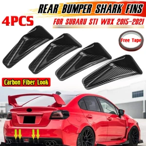 Carbon Look Rear Bumper Lip Diffuser Shark Fins Cover For Subaru STI WRX 2015-21 - Picture 1 of 11