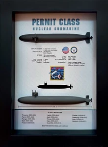Permit Class Submarine Memorial Display Shadow Box, Thresher Class, 5.75" x 7.75 - Picture 1 of 4