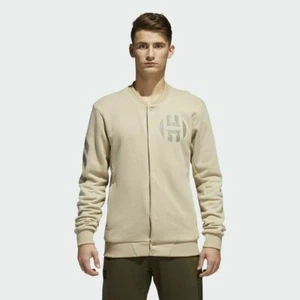 adidas James Harden Varsity Men's Beige Button Down Jacket - Size L - Picture 1 of 11