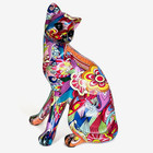 Cat Figurine Statue Ornament Groovy Art Colourful 22cm Sculpture Decor Gift
