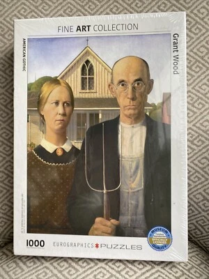 Eurographics Fine Art Grant Wood American Gothic 1000 pc Jigsaw Puzzle Sealed  - Image 1 of 4