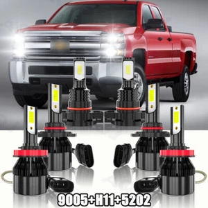 For Chevy Silverado 1500 2007-2015 Combo Car LED Headlight Bulbs HiLo Fog Lights - Picture 1 of 21