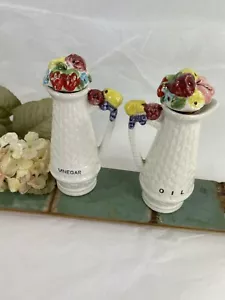 Vintage Tilso Keramiköl und Essig Cruet mit Obststopfen - Bild 1 von 7