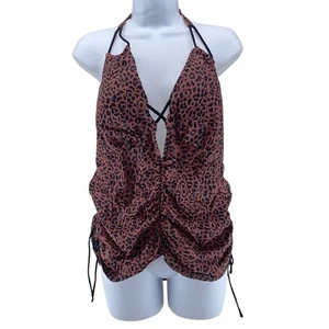 Ashley Graham Tankini Oberteil Größe 18 Tiermotiv Neckholder zum Binden integrierter BH Badeanzug - Bild 1 von 10