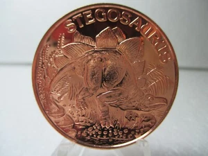Stegosaurus Dinosaur Series - EAGLE (REV) COPPER .999 FINE 1 Oz Copper Round - Picture 1 of 3
