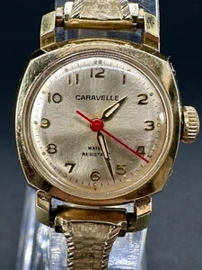 Working Vintage Ladies Caravelle N6 Mechanical Watch 10K Gold RGP Red Seconds E2 - Picture 1 of 10