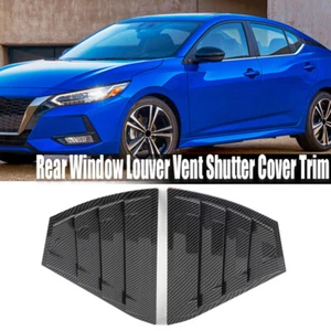 Carbon FIBER For Nissan Sentra 2020~24 Rear Vent Window Scoop Louver Cover Trim - Picture 1 of 12