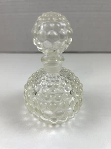 Hobnail Perfume Bottle Vintage Clear Glass with Stopper Empty 4'H X 2"W - Picture 1 of 9