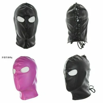 Máscara de cuero PU tocado capucha ojo abierto cosplay club máscara juguetes Foto 1 de 4