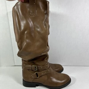 White Mountain Brown Slouching Tall Boots 6.5 Wide Studs - Picture 1 of 5