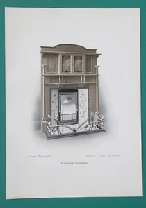 FIREPLACE Design Art Nouveau Era - 1909 Antique Print - Picture 1 of 1