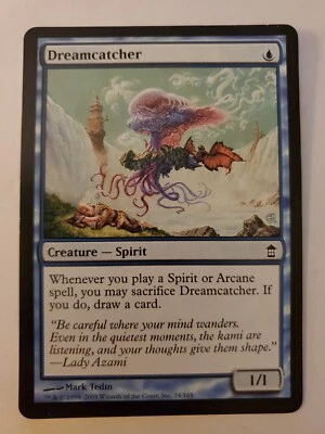 MTG Magic The Gathering Card Dreamcatcher Spirit Creature Blue Saviors Kamigawa  - Image 1 of 2