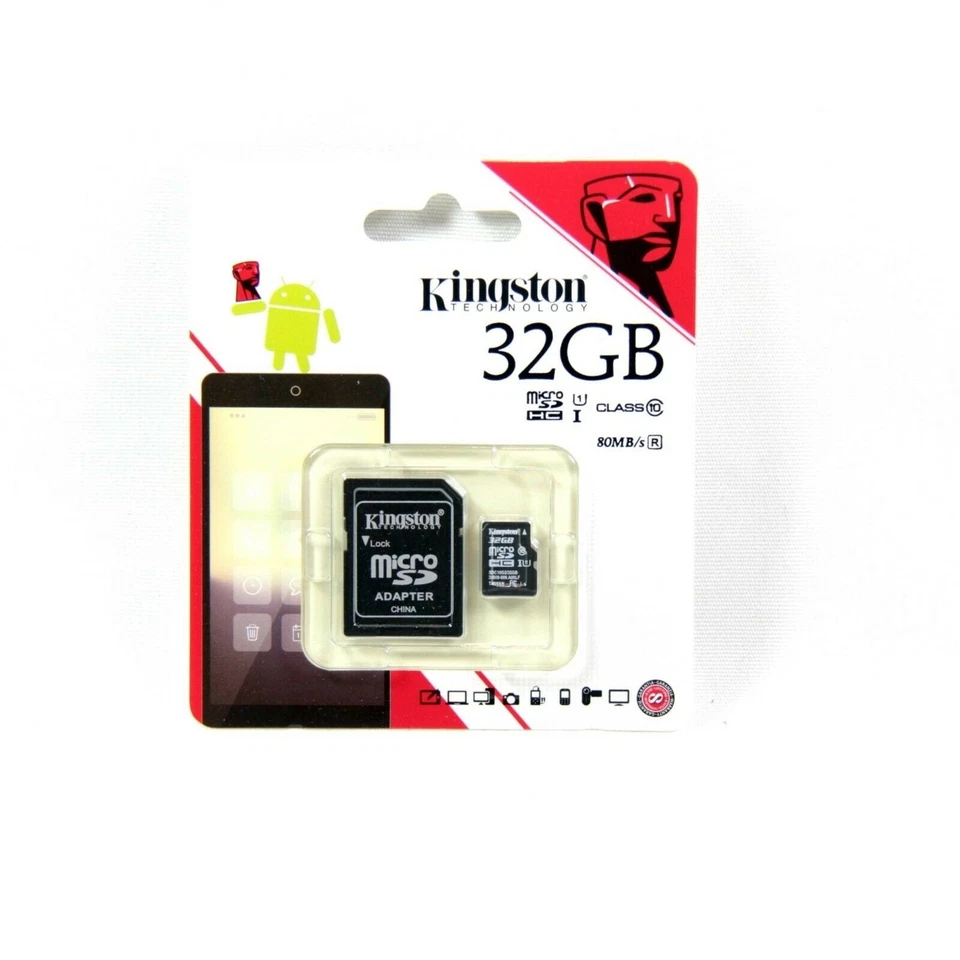KINGSTON MEMORY FLASH CARD MICRO SDHC CLASS 10 UHSI 32GB NEW SDC10G2/32GBFR - Image 1 of 2