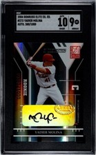 SGC 9/10 YADIER MOLINA 2004 Donruss Elite Extra Edition AUTO Rookie #’d /1000 RC