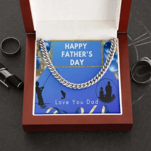 FATHER'S DAY Necklace, Fishing Dad, DAD Gift, To My Dad, Cuban Link Chain, Gift - Picture 1 of 10