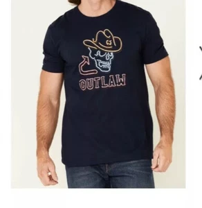 CAMISETA CODY JAMES HOMBRE NEÓN FORAJIDO CALAVERA GRÁFICO SS AZUL MARINO X Grande XL Nueva - Imagen 1 de 12