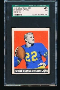 Pantalones amarillos Leaf Bobby Layne 1948 novato #6 SGC 3 - Imagen 1 de 2