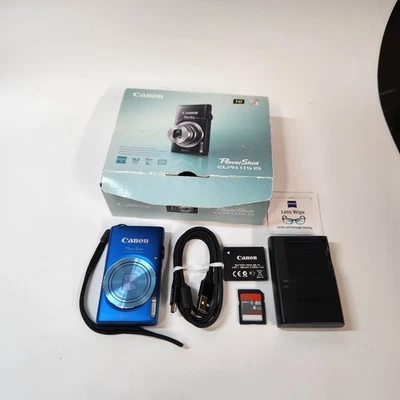 Canon PowerShot ELPH 115 IS Blue Digital Camera Bundle Tested A+ Near Mint - Image 1 of 4