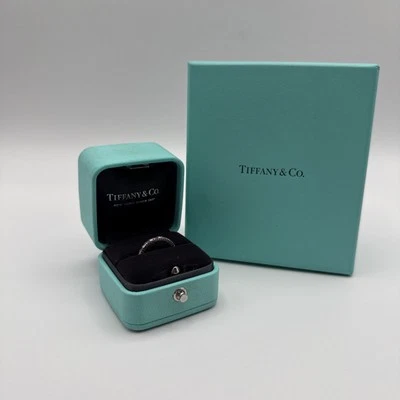 Tiffany & Co Embrace Platinum Pink Sapphire Diamond Eternity Ring 5.25 With  Box - Image 1 of 4