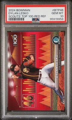Dylan Lesko 2024 Bowman Padres #BTP46 Top 100-Red Ref 1/5 PSA 10 - Image 1 of 2