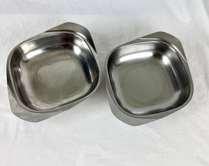 Two 1960s Gense Sweden 18 8 Stainless Square Dish Meal Prep Dishwasher Oven - Picture 1 of 15