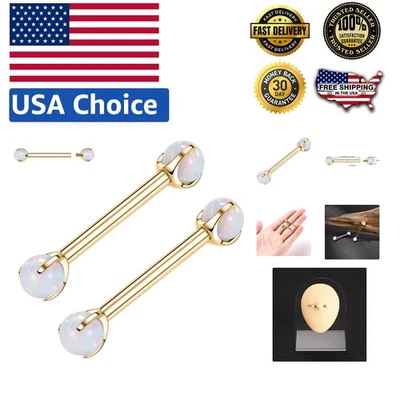 Joyería Pezón Titanio 14G Alta Calidad con Ópalo y Diseño Ligero Foto 1 de 4