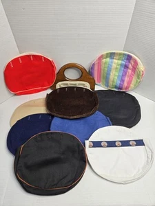 Cartera intercambiable vintage 9 asas de madera lana algodón pana rojo negro - Imagen 1 de 14