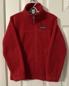 Columbia Youth Size Small 8 Red Long Sleeve Fleece Full Zip Jacket EUC Unisex - Picture 1 of 6